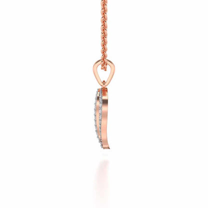 Wave Heart Silver Pendant - Rose Gold - Image 4