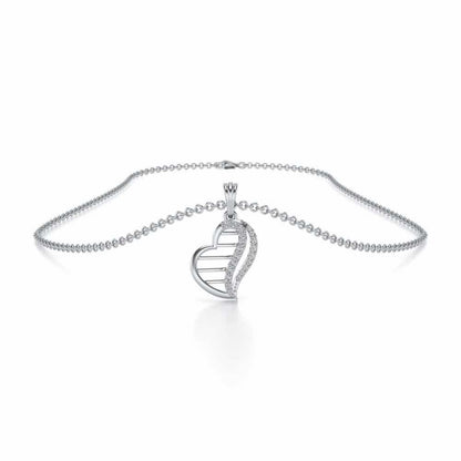 Wave Heart Silver Pendant - White Gold - Image 3