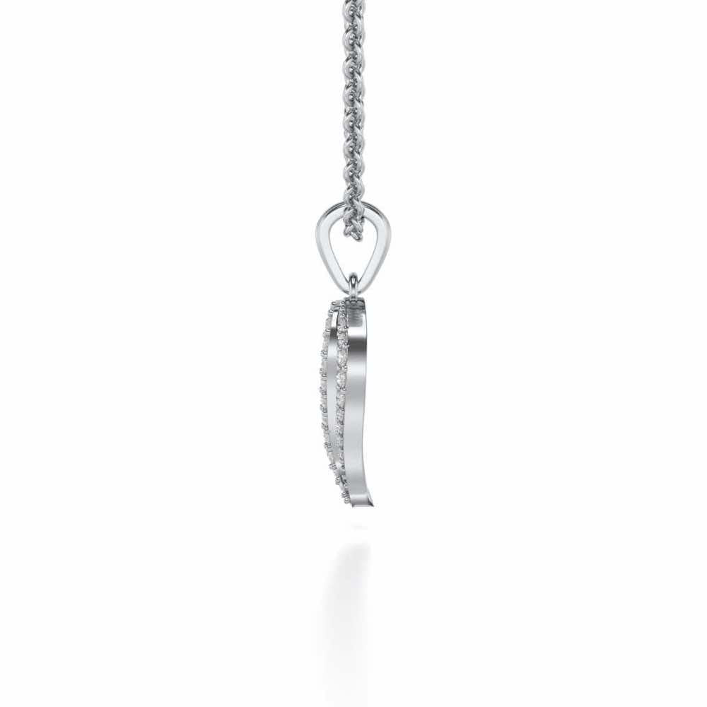 Wave Heart Silver Pendant - White Gold - Image 4