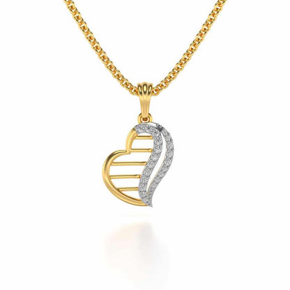 Wave Heart Silver Pendant - Yellow Gold - Image 1