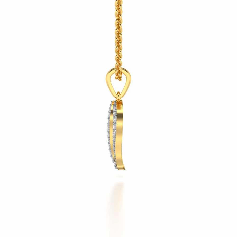 Wave Heart Silver Pendant - Yellow Gold - Image 4