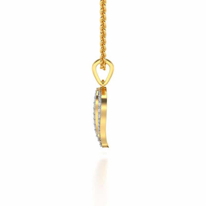 Wave Heart Silver Pendant - Yellow Gold - Image 4