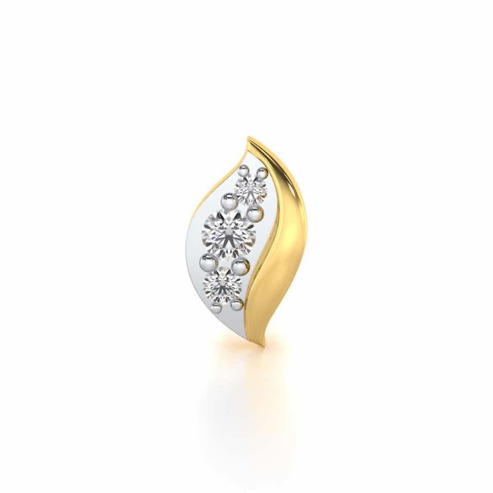 Wave Leaf Silver Nosepin - Yellow Gold - Image 1