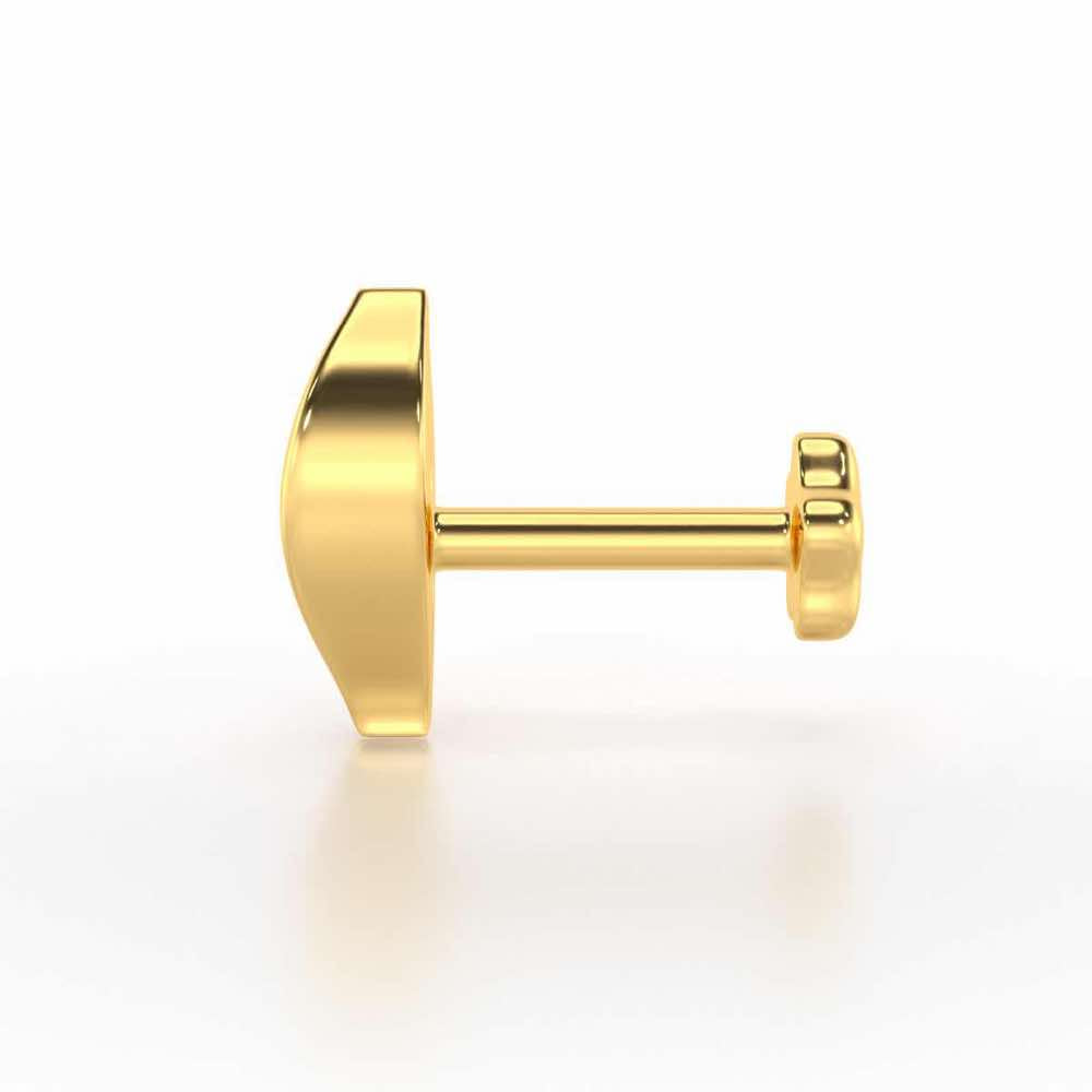 Wave Leaf Silver Nosepin - Yellow Gold - Image 3