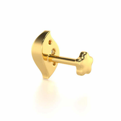Wave Leaf Silver Nosepin - Yellow Gold - Image 4