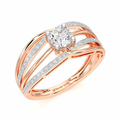 Wave of Opulence Solitaire Ring - Rose Gold - Image 1