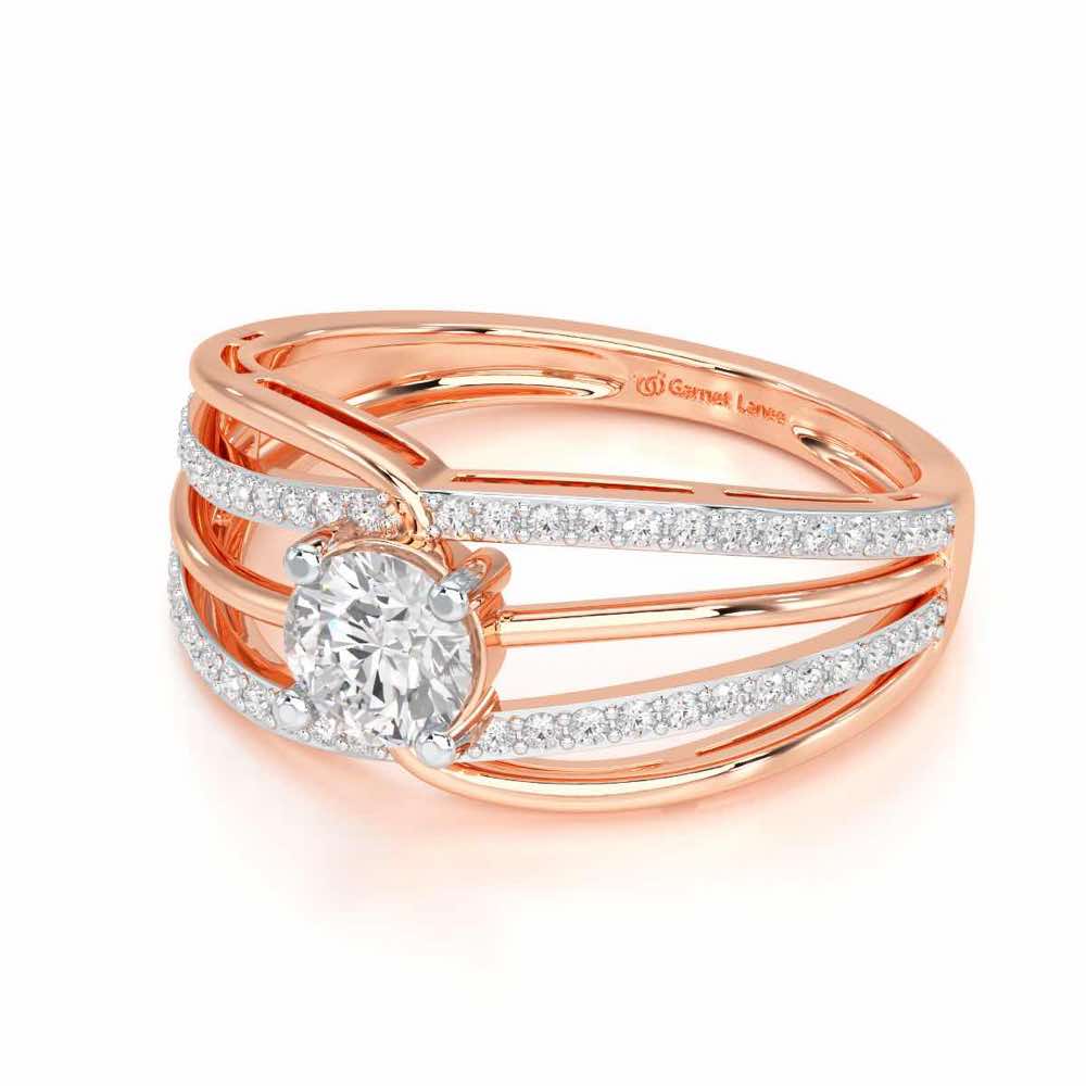 Wave of Opulence Solitaire Ring - Rose Gold - Image 2