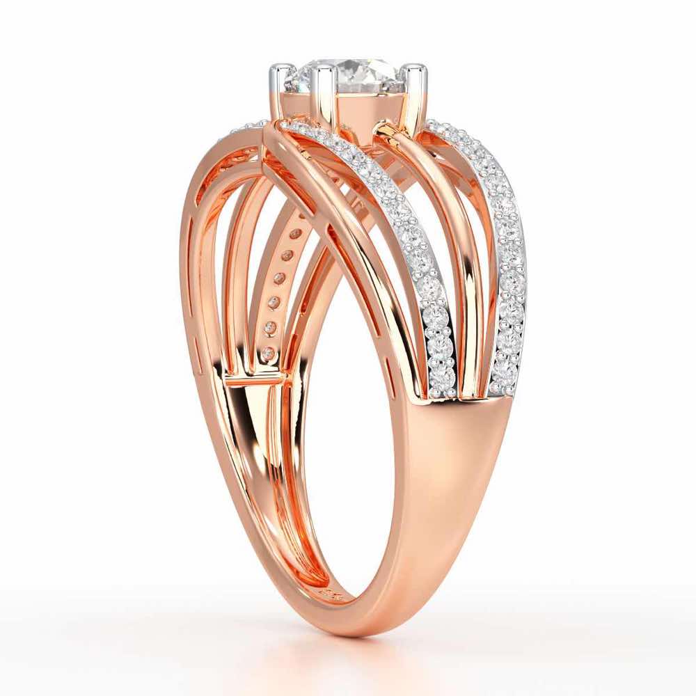 Wave of Opulence Solitaire Ring - Rose Gold - Image 3