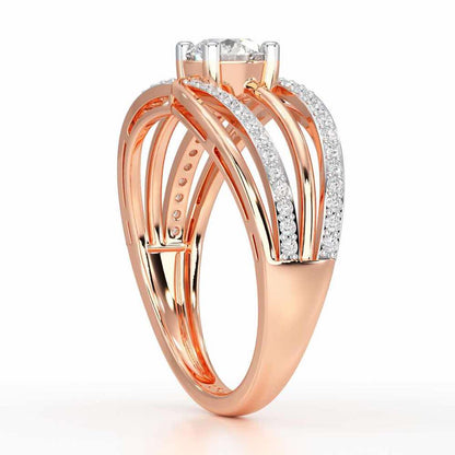 Wave of Opulence Solitaire Ring - Rose Gold - Image 3