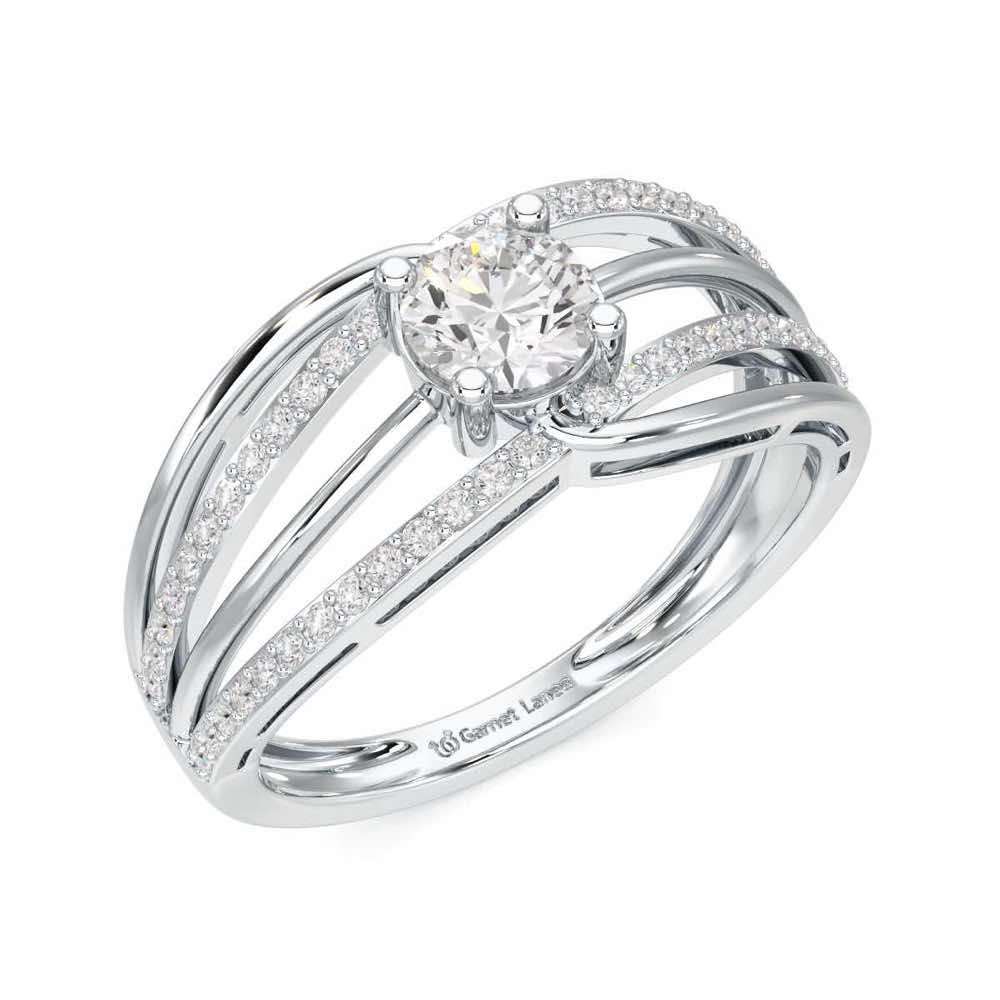 Wave of Opulence Solitaire Ring - White Gold - Image 1