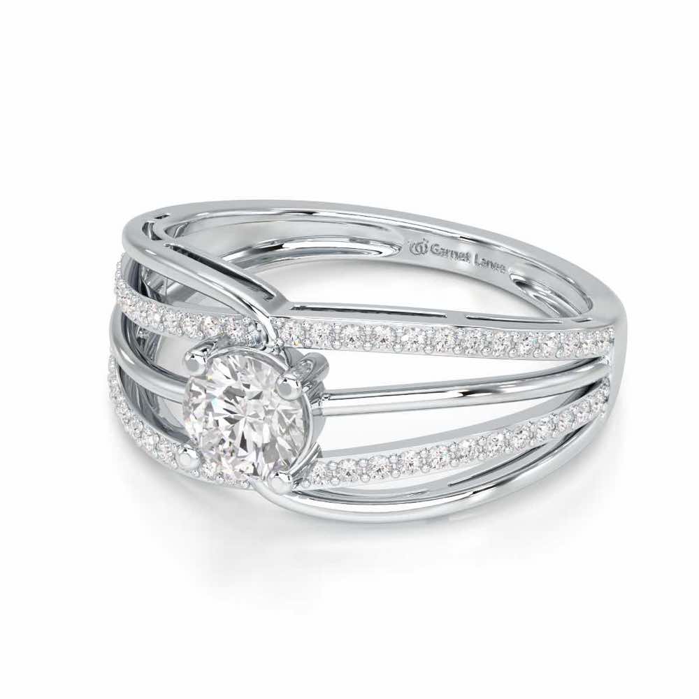Wave of Opulence Solitaire Ring - White Gold - Image 2