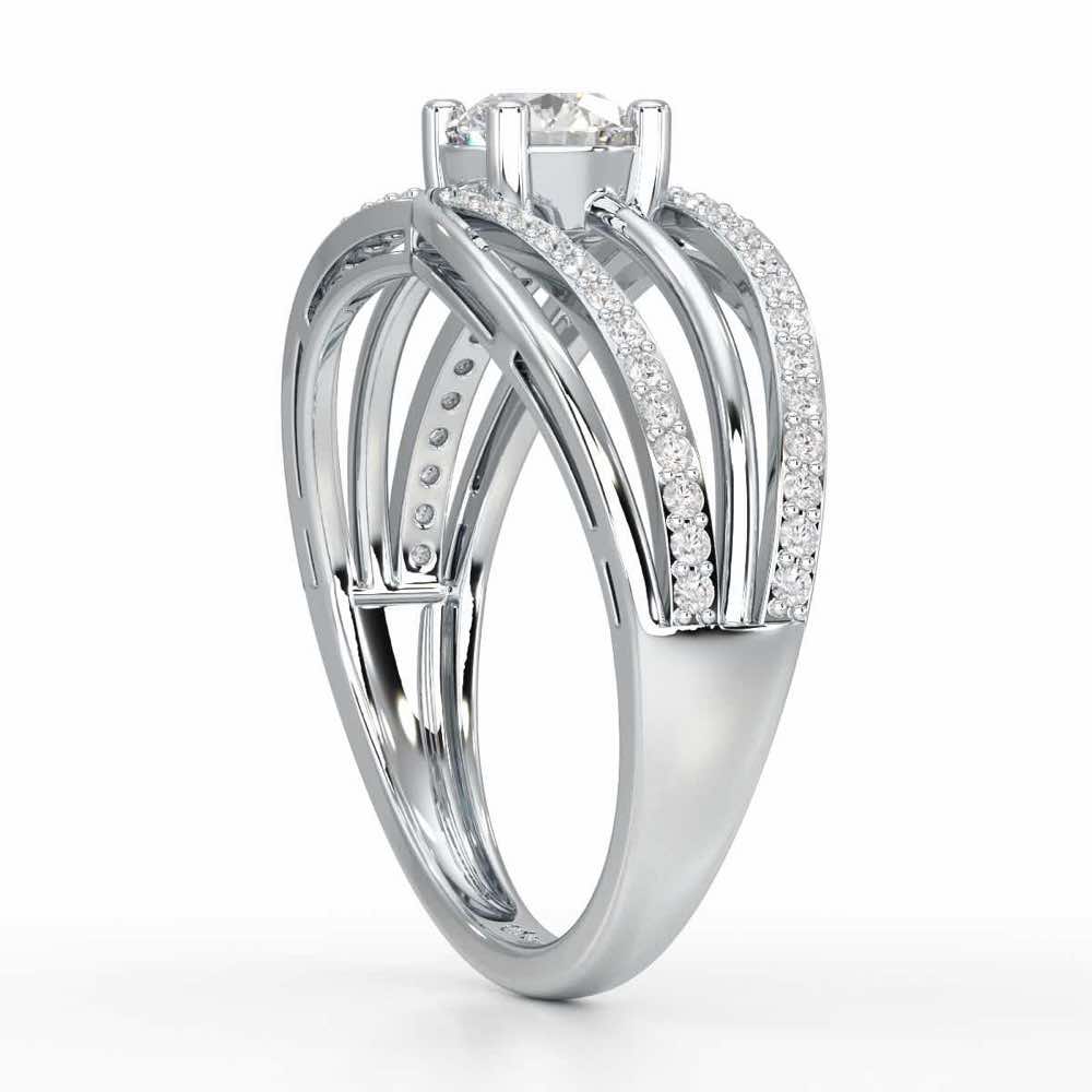 Wave of Opulence Solitaire Ring - White Gold - Image 3