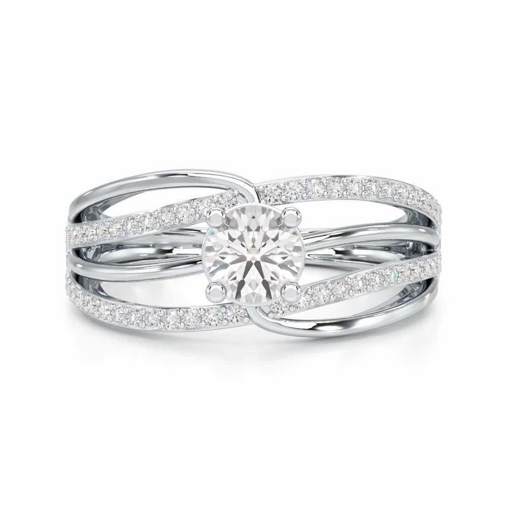 Wave of Opulence Solitaire Ring - White Gold - Image 4