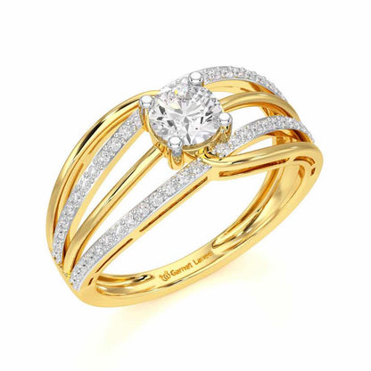Wave of Opulence Solitaire Ring - Yellow Gold - Image 1