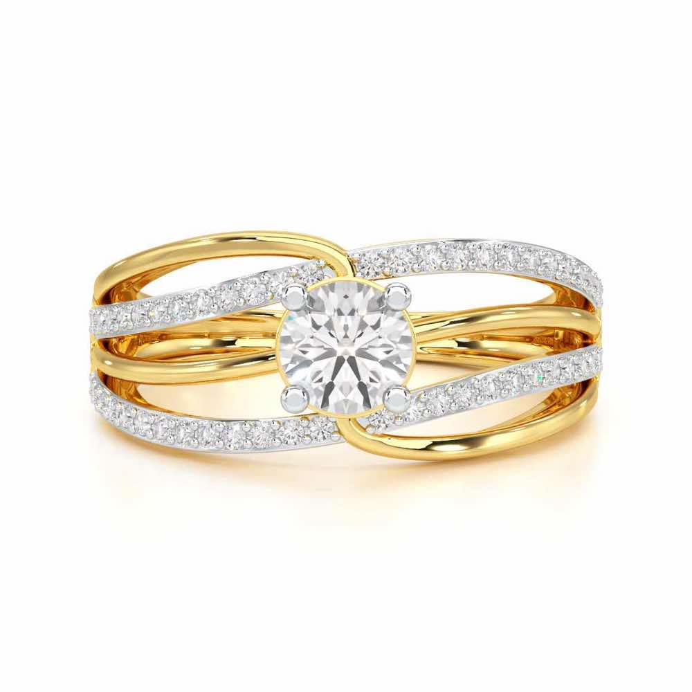 Wave of Opulence Solitaire Ring - Yellow Gold - Image 4