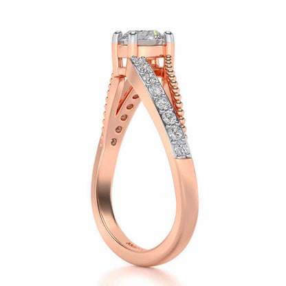 Wavish Solitaire Silver Ring - Rose Gold - Image 3
