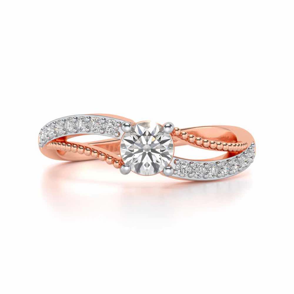 Wavish Solitaire Silver Ring - Rose Gold - Image 4