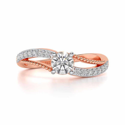 Wavish Solitaire Silver Ring - Rose Gold - Image 4