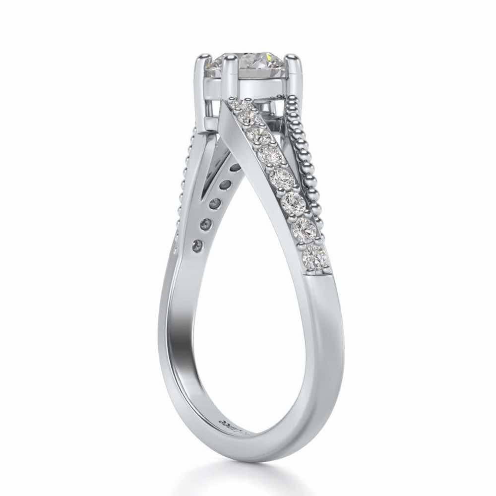 Wavish Solitaire Silver Ring - White Gold - Image 3