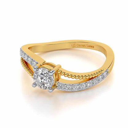 Wavish Solitaire Silver Ring - Yellow Gold - Image 2