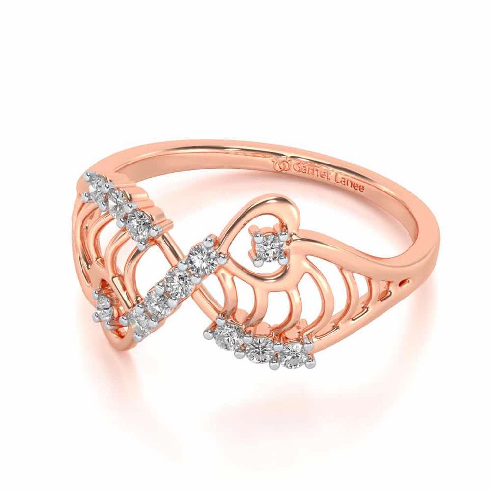 Wavy Heart Silver Ring - Rose Gold - Image 2