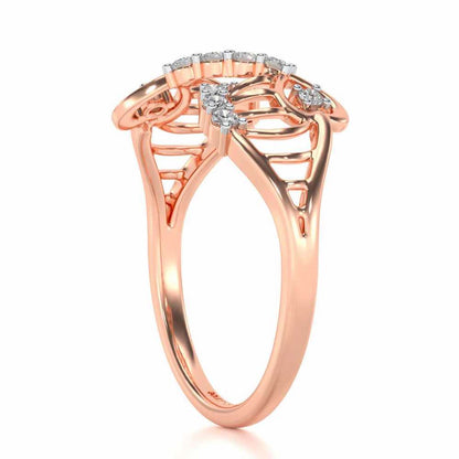 Wavy Heart Silver Ring - Rose Gold - Image 3