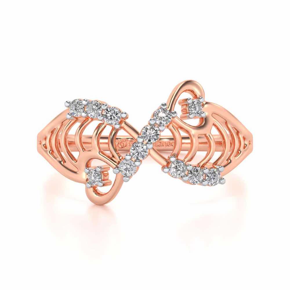 Wavy Heart Silver Ring - Rose Gold - Image 4