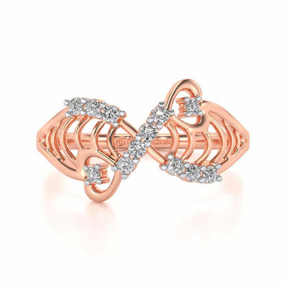 Wavy Heart Silver Ring - Rose Gold - Image 4