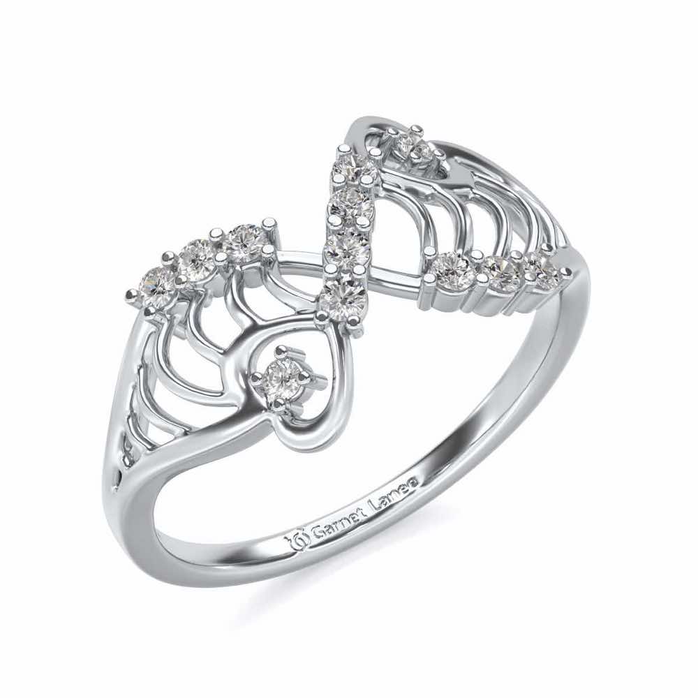 Wavy Heart Silver Ring - White Gold - Image 1