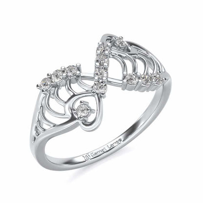 Wavy Heart Silver Ring - White Gold - Image 1