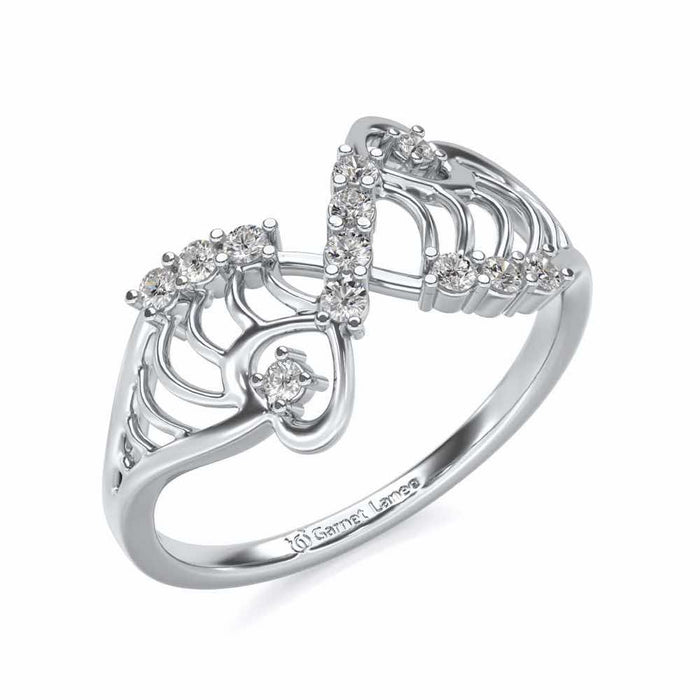 Wavy Heart Silver Ring - White Gold - Image 1