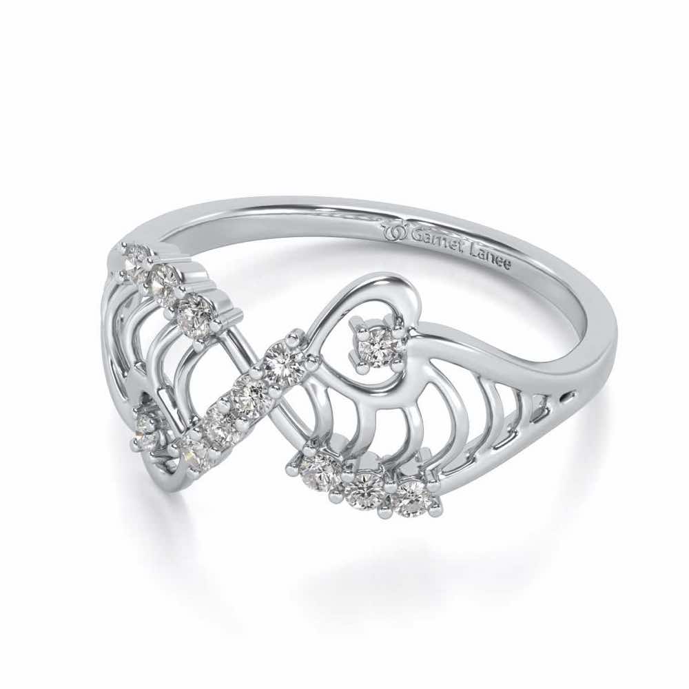 Wavy Heart Silver Ring - White Gold - Image 2