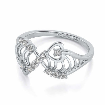 Wavy Heart Silver Ring - White Gold - Image 2