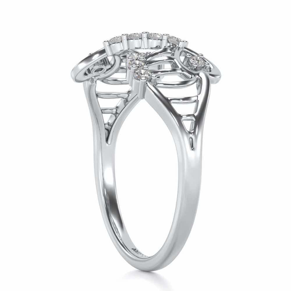 Wavy Heart Silver Ring - White Gold - Image 3