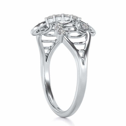 Wavy Heart Silver Ring - White Gold - Image 3