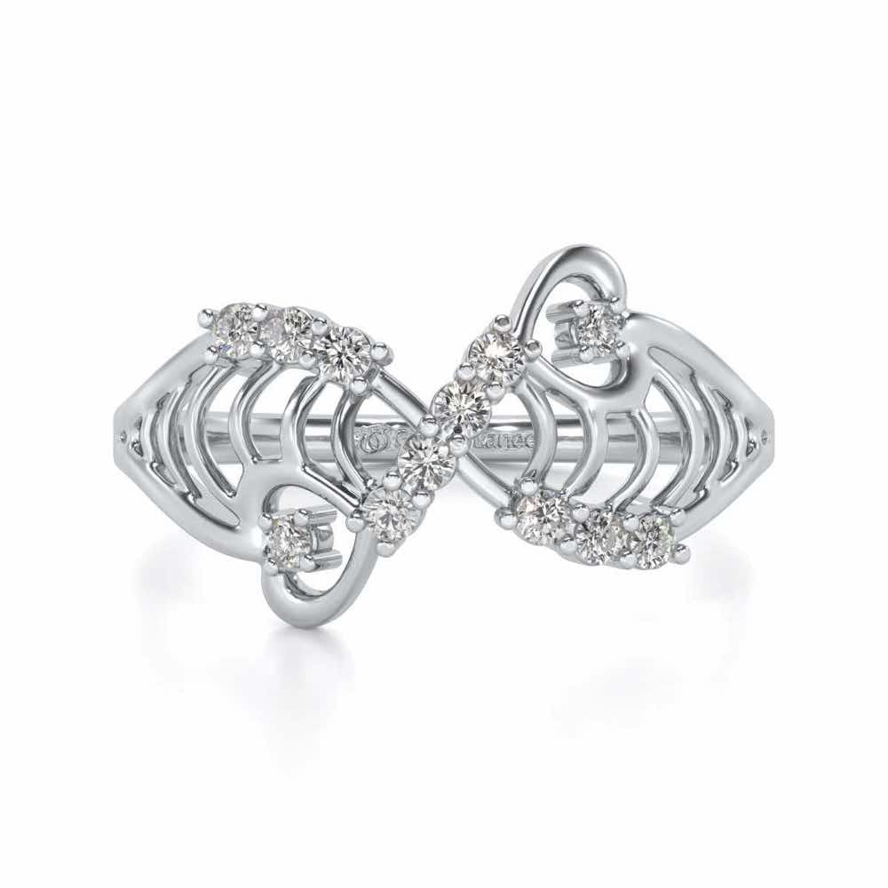 Wavy Heart Silver Ring - White Gold - Image 4