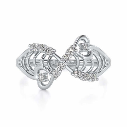Wavy Heart Silver Ring - White Gold - Image 4