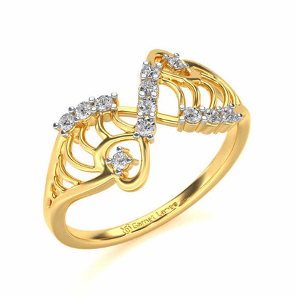 Wavy Heart Silver Ring - Yellow Gold - Image 1