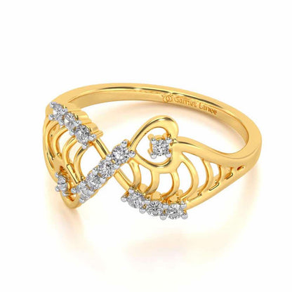 Wavy Heart Silver Ring - Yellow Gold - Image 2