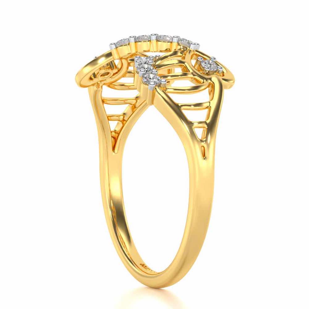 Wavy Heart Silver Ring - Yellow Gold - Image 3