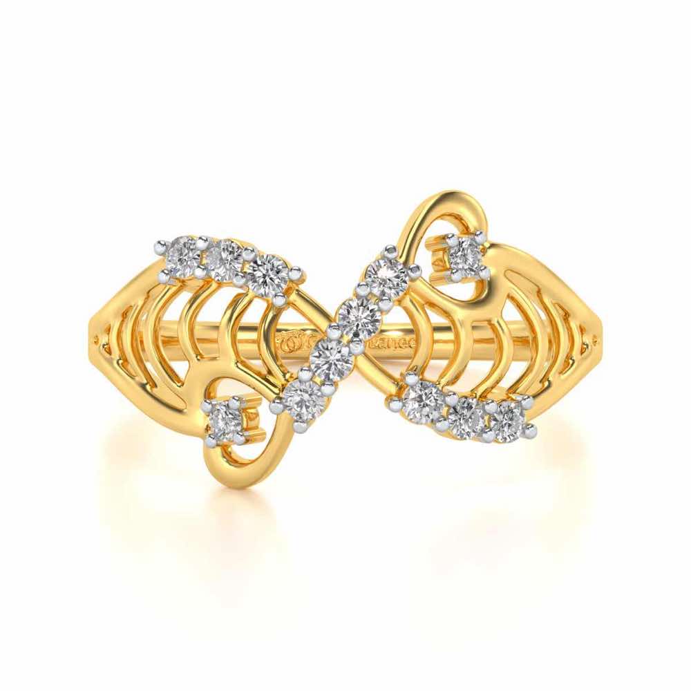Wavy Heart Silver Ring - Yellow Gold - Image 4