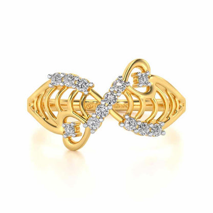 Wavy Heart Silver Ring - Yellow Gold - Image 4