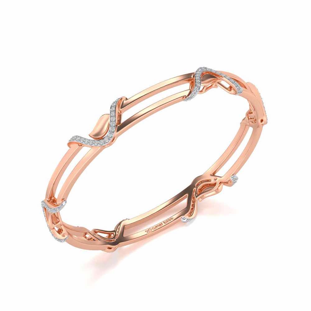 Wavy Hold Silver Bangles - Rose Gold - Image 1