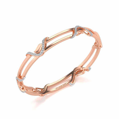 Wavy Hold Silver Bangles - Rose Gold - Image 1