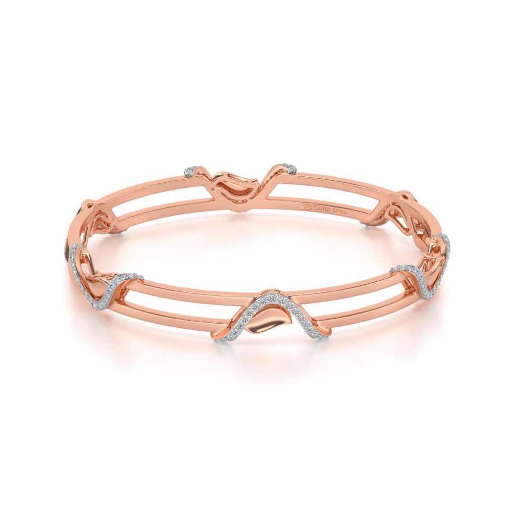 Wavy Hold Silver Bangles - Rose Gold - Image 2