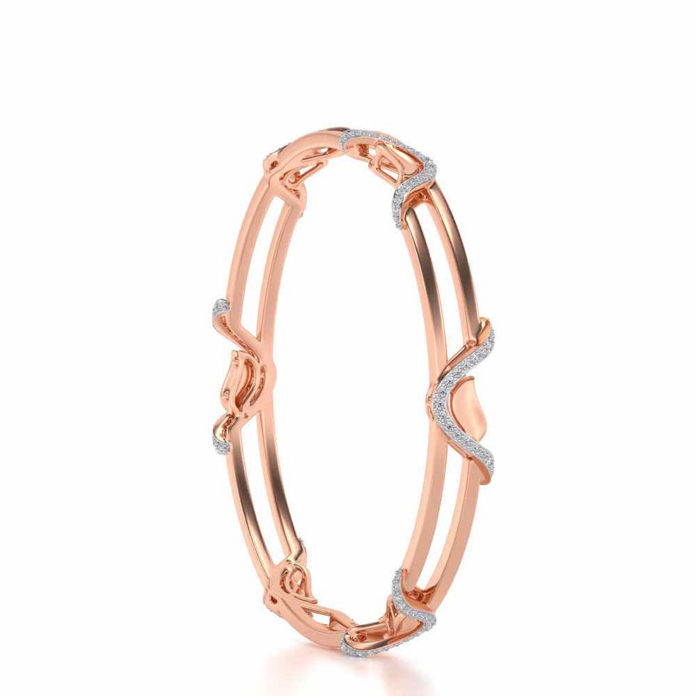 Wavy Hold Silver Bangles - Rose Gold - Image 3