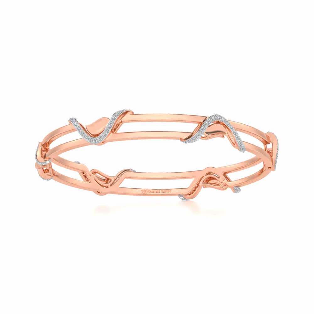 Wavy Hold Silver Bangles - Rose Gold - Image 4