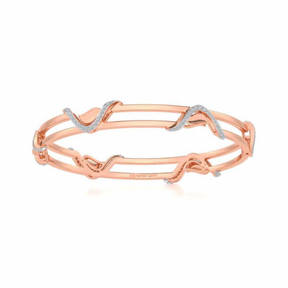 Wavy Hold Silver Bangles - Rose Gold - Image 4