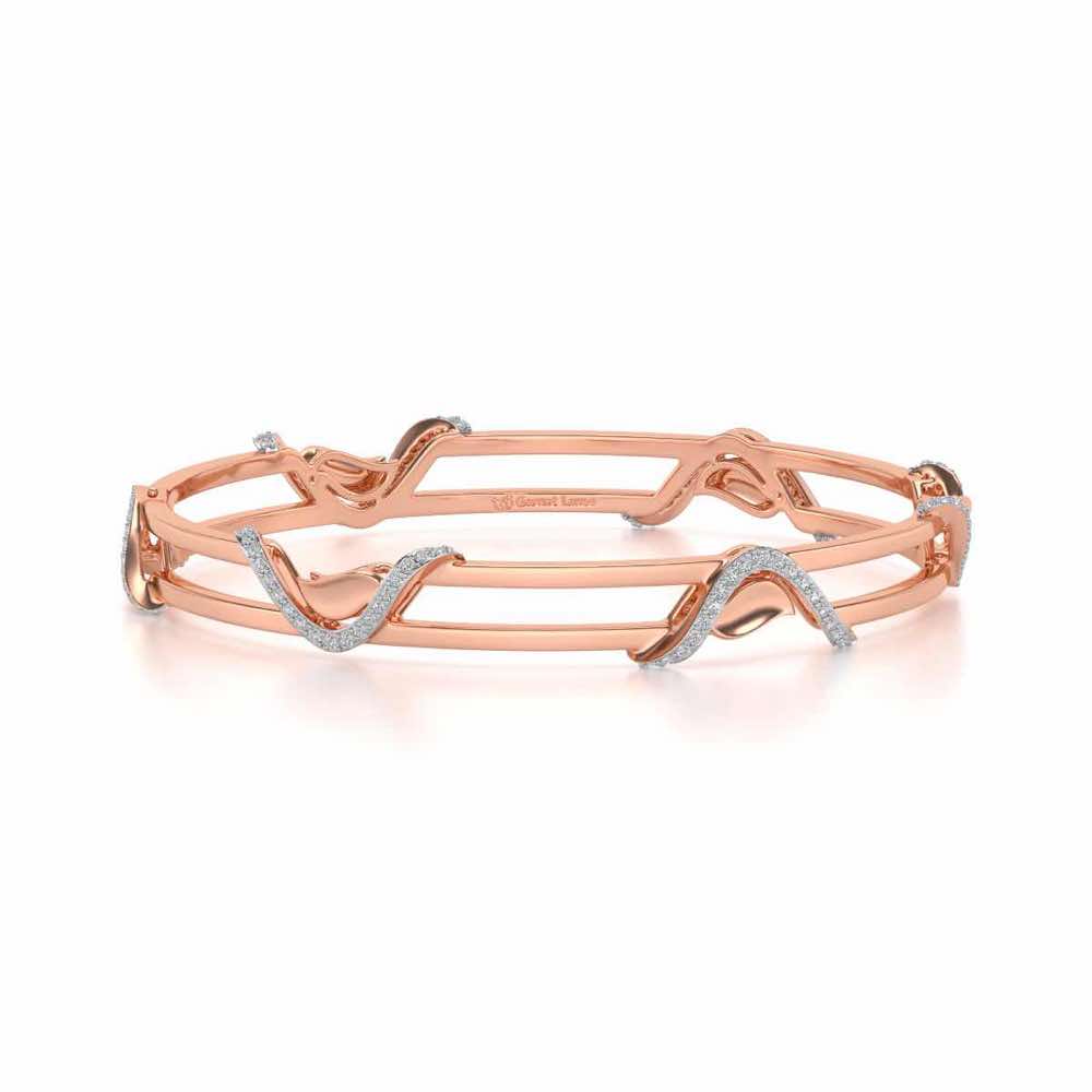 Wavy Hold Silver Bangles - Rose Gold - Image 5