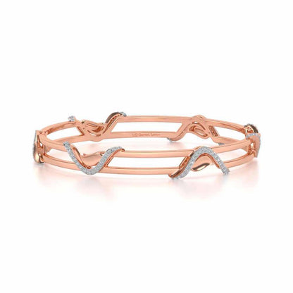 Wavy Hold Silver Bangles - Rose Gold - Image 5